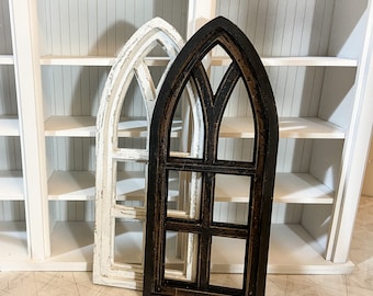 Miniatuur gotisch kathedraalraam, gotische kerk middeleeuws raamkozijn, klein kerkraam, handgemaakte miniatuur, poppenhuisdecoratie