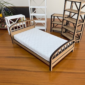 Bed for 12 inch doll - 1:6 scale bed - modern bed - 1/6 size furniture. 1/6 size  bed. Doll furniture