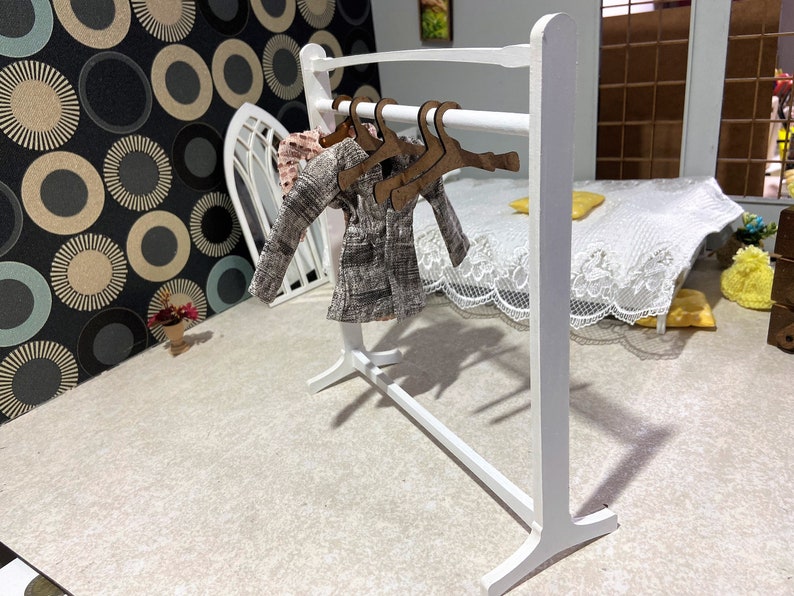 16 Doll Clothes Rack With Hangers. Barbie Scale Blythe Etsy