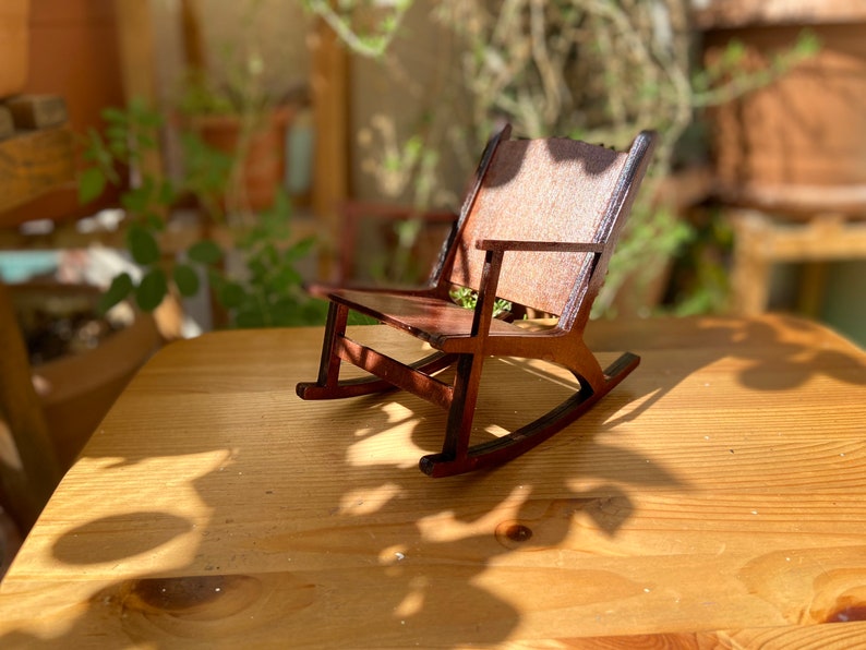 Miniature Rocking Chairs 1 / 6 Scale Miniature Rocking Chair, Handcrafted Wooden Dollhouse ...