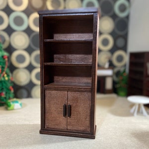 Miniature Bookcase for dollhouses, 1:6 Scale, Miniature Book Shelf, Modern Dollhouse, Dollhouse Furniture, Dollhouse Cabinet, roombox