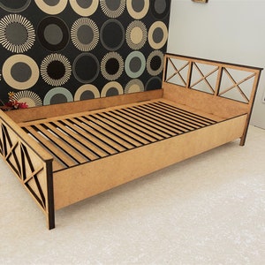 Bed for 12 inch doll 1:6 scale bed modern bed 1/6 size furniture. 1/6 size bed. Doll furniture image 9