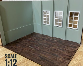 Dollhouse Miniature Roombox | Room Box | 1:12 Scale Miniature | Diorama | Roombox Kit | Dollhouose Kit | Corner Roombox Kit