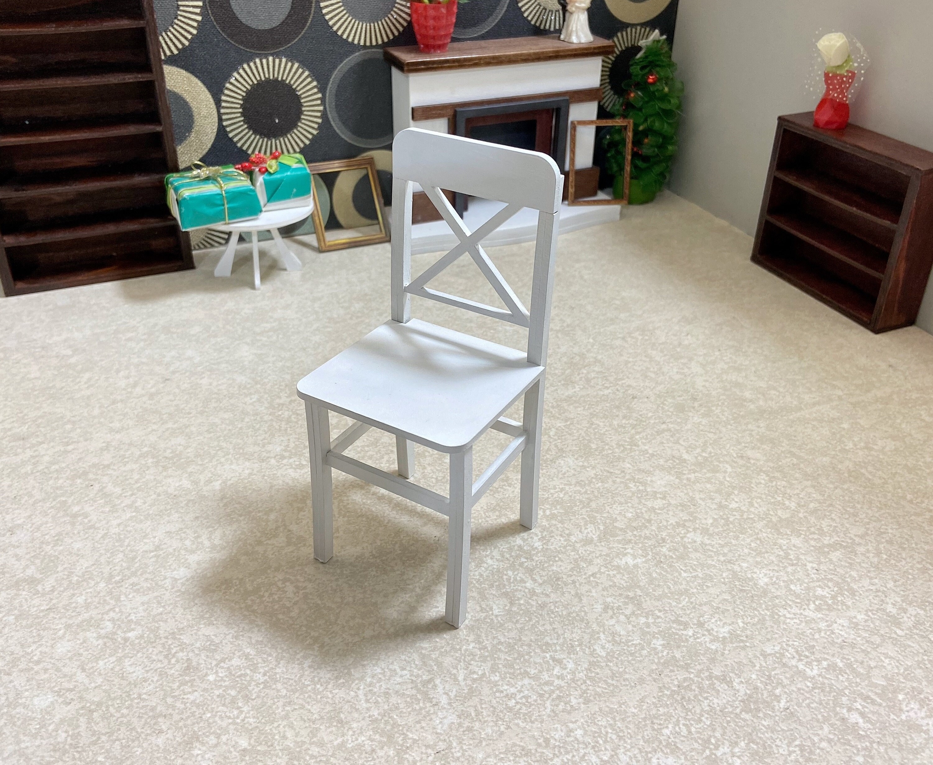 Doll chair. wooden chair for 1/6 scale dolls. dollhouse miniature furniture.  1:6 dollhouseminiature