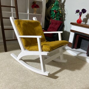 DIY kit 1 / 6 scale miniature rocking chair, handcrafted wooden dollhouse roombox furniture for Blythe and others, furniture for dolls