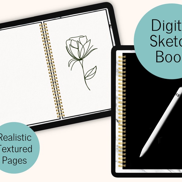 Digital Sketch Book - Realistic Textured Pages - for  iPad, Goodnotes, Notability, Noteshelf, and Any PDF App