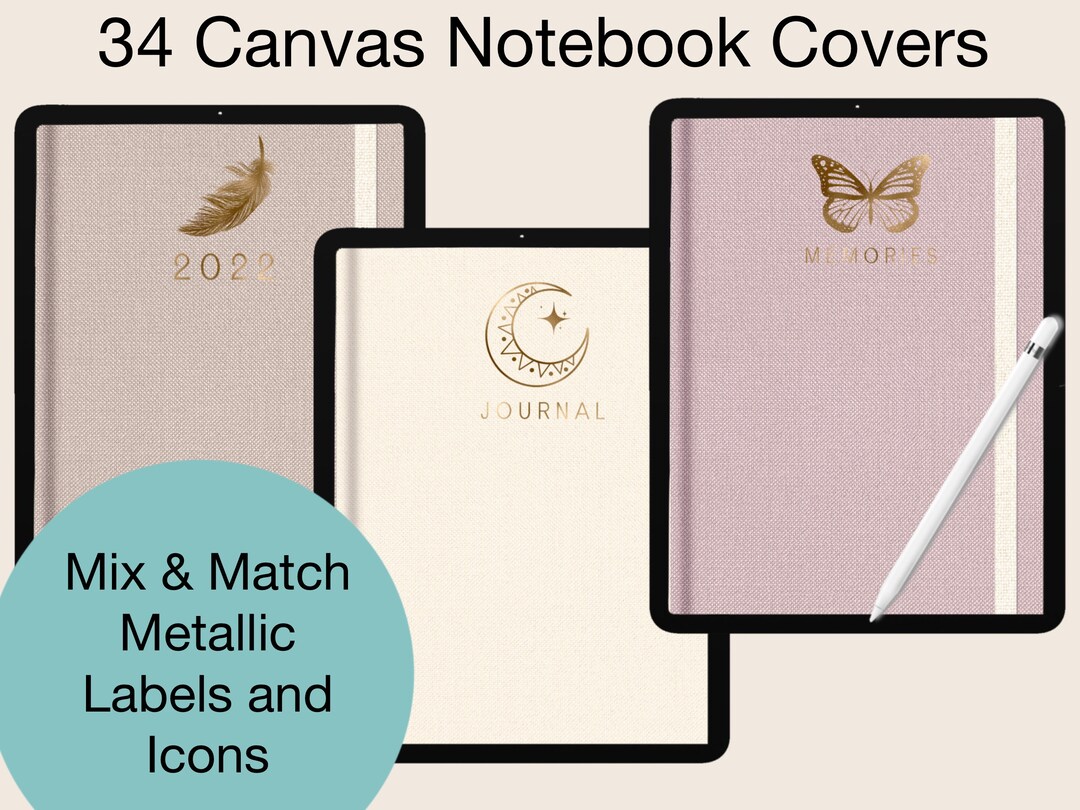 Canvas Goodnotes Covers, 34 Realistic Neutral Digital Notebook Covers