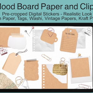 Carta strappata strappata Adesivi digitali / Carta Kraft, Graffette, Mappe vintage, Sticky Notes / Mood Board, Agende, Scrapbook, Goodnotes, iPad