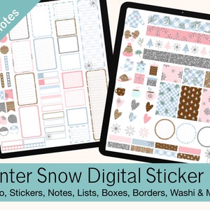 Digital Sticker Kit: Winter Snow | Goodnotes, PNG Files | Stickers, Washi, Decor, Notes for Digital Planners, Notebooks