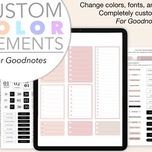 Color Changing Goodnotes Stickers, Widgets, Elements | Customizable Functional Digital Planner Stickers