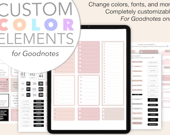 Color Changing Goodnotes Stickers, Widgets, Elements | Customizable Functional Digital Planner Stickers