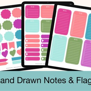 Notes for Digital Journals and Planners Hand Drawn | Pre-cropped Functional Stickers