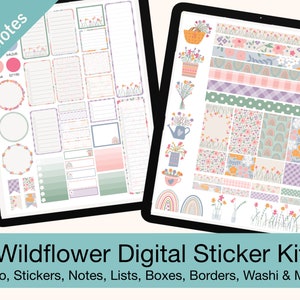 Digital Sticker Kit: Wildflowers | Goodnotes, PNG Files | Stickers, Washi, Decor, Notes for Digital Planners, Notebooks
