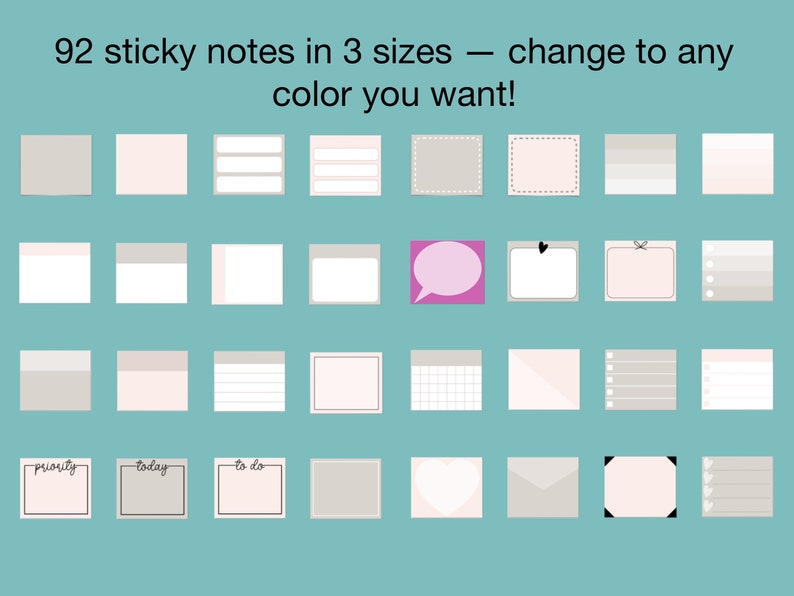 Color Changing Goodnotes Sticky Notes Elements Widgets for Etsy