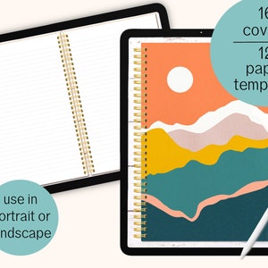 Quaderno a spirale digitale - 16 copertine in carta boho e kraft, 12 modelli di carta e planner - iPad, Goodnotes, Notability e qualsiasi app PDF