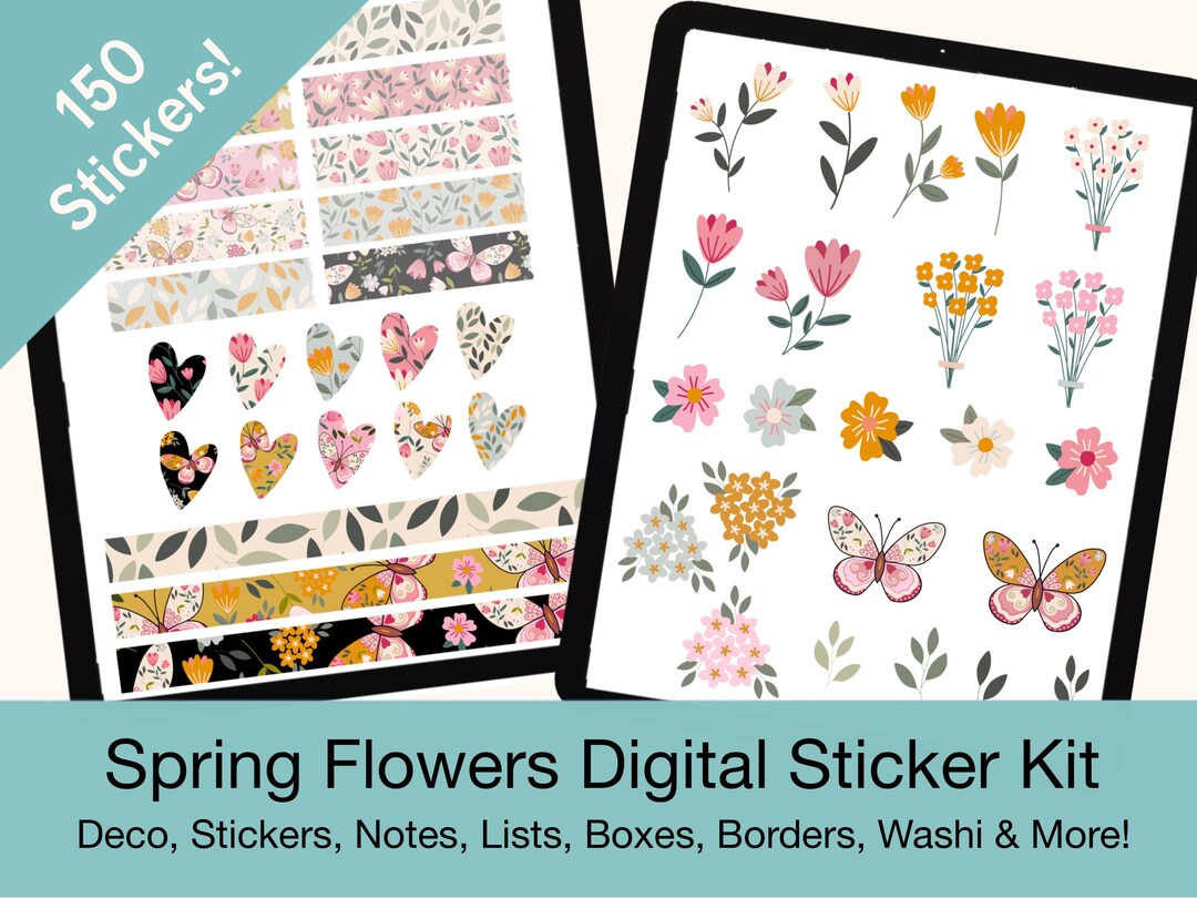 Digital Sticker Kit: Spring Flowers | Goodnotes, PNG Files | Stickers ...