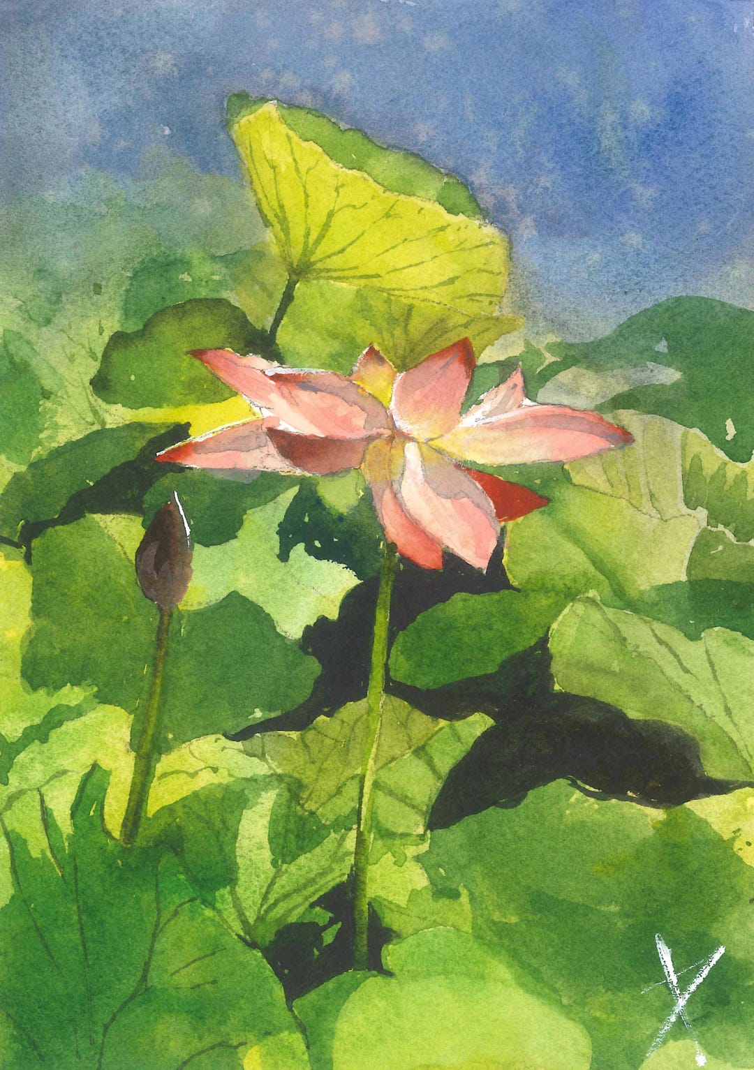 Lotus Flower Watercolor Art Print: Minimalist Floral Wall Decor - Etsy