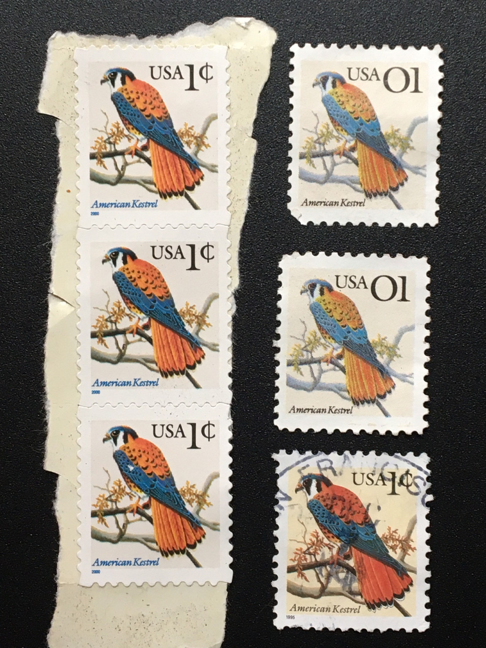 Six 6 Vintage American Kestrel 1 Cent Stamps Etsy
