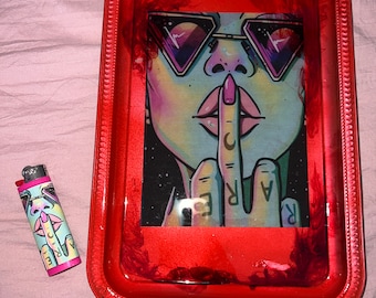 Rare woman rolling tray; rolling tray; gift for her ; rolling tray with lighter