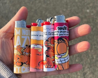 Cat character lighter ; custom lasagna loving  cat lighter ; personalized lighter; bachelorette gifts ;gag gift ; custom gift;funny cat gift