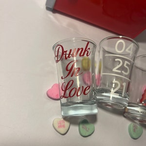 Valentine’s Day shot set; Galentines day shotglasses, personalized gift, custom shotglasses, drinking set
