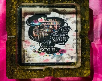 Reader ashtray; librarian ; ashtray; birthday gifts; custom ashtray; bookworm gift; smoker;