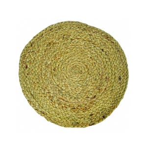 Braided Jute Placemat in Green, Boho Chic Round Tablemat, Indoor Outdoor Tabletop Decor - Set of 2