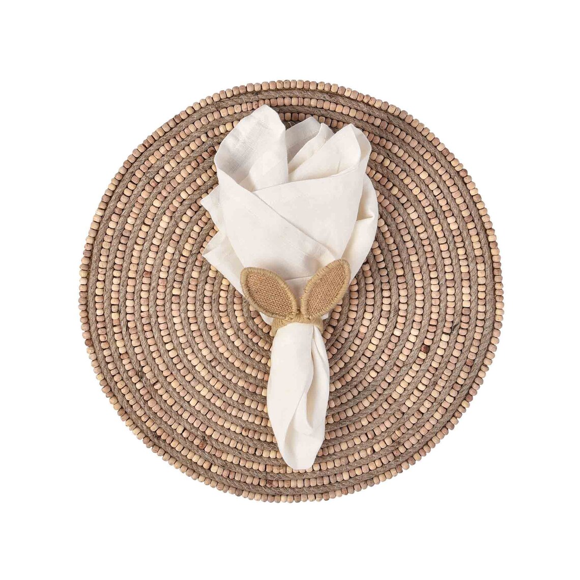 Jute & Wooden Placemat Natural Round Placemats Embroidered Etsy