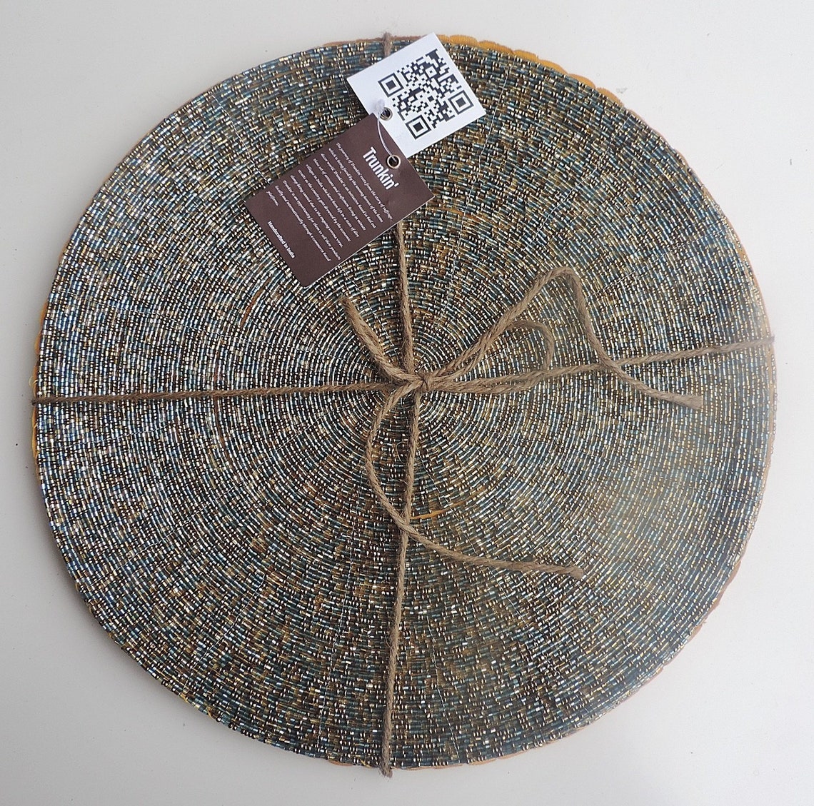 Glass Beaded Placemats Chargers with Fabric Back / Set of 4 / Etsy