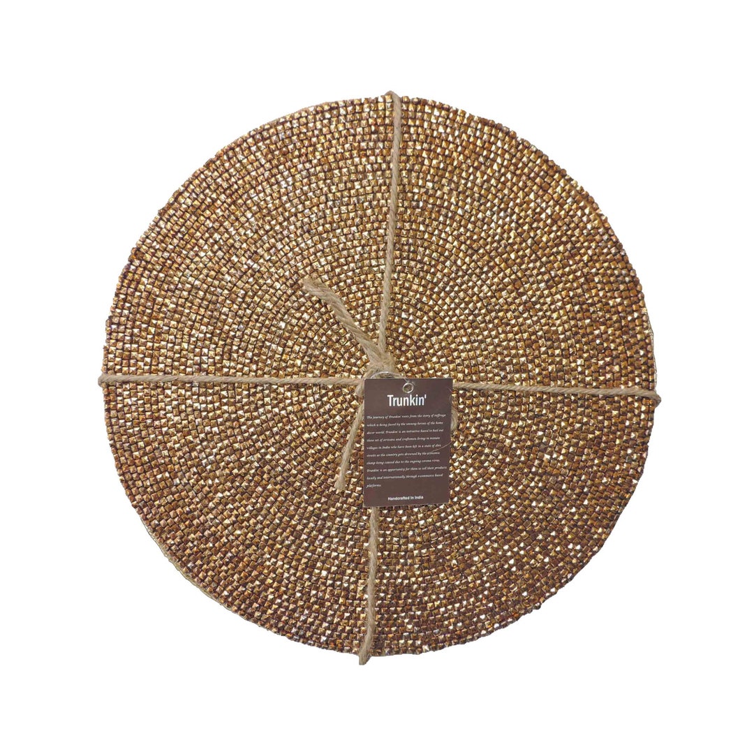 Antique Gold Placemat Gold Color Round Mats Glass Beaded Placemats