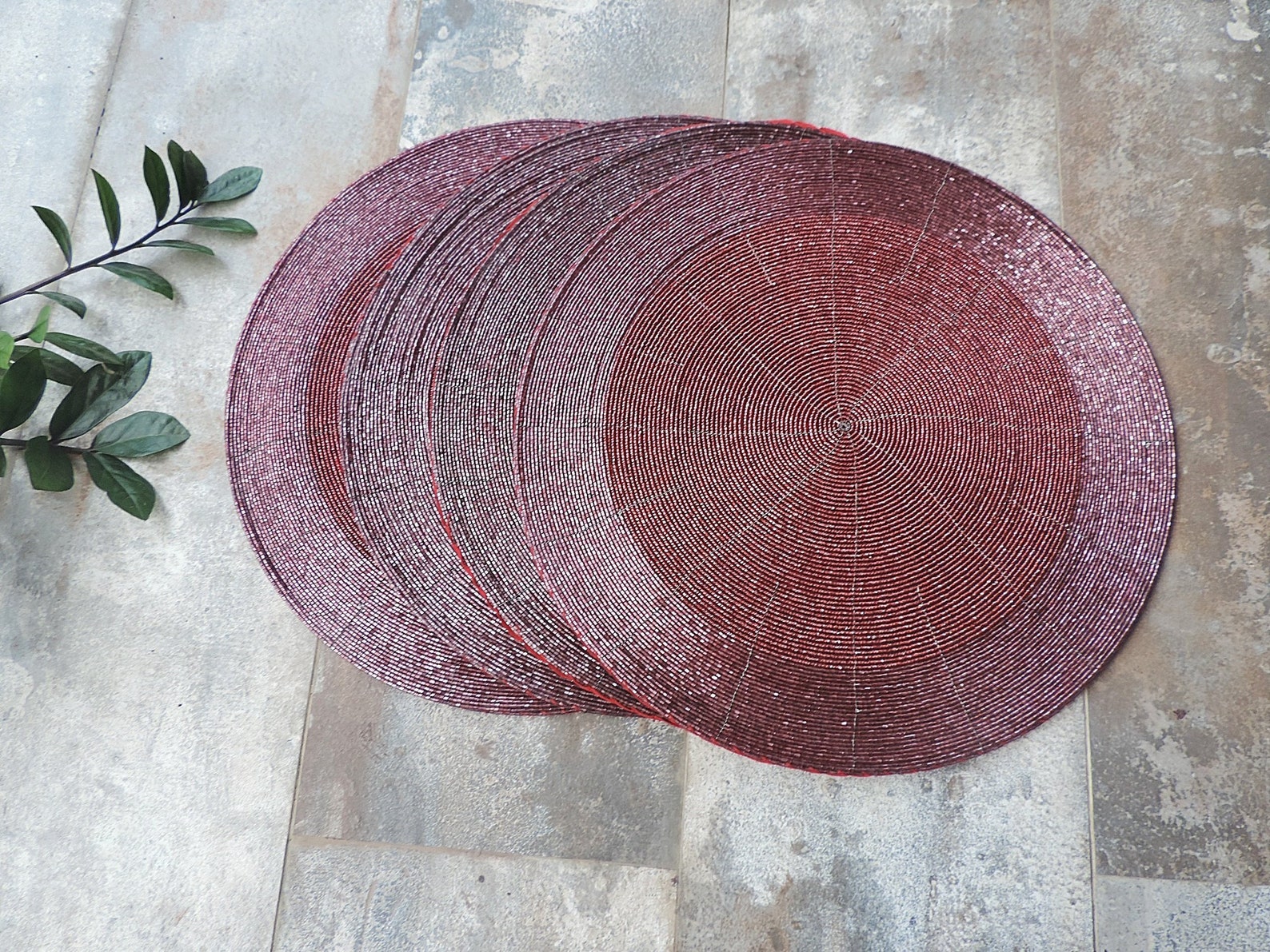 Glass Beaded Placemats Chargers TwoToned with Fabric Back / Etsy