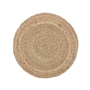 Braided Jute Placemat in Natural, Boho Chic Round Tablemat, Indoor Outdoor Tabletop Decor - Set of 2