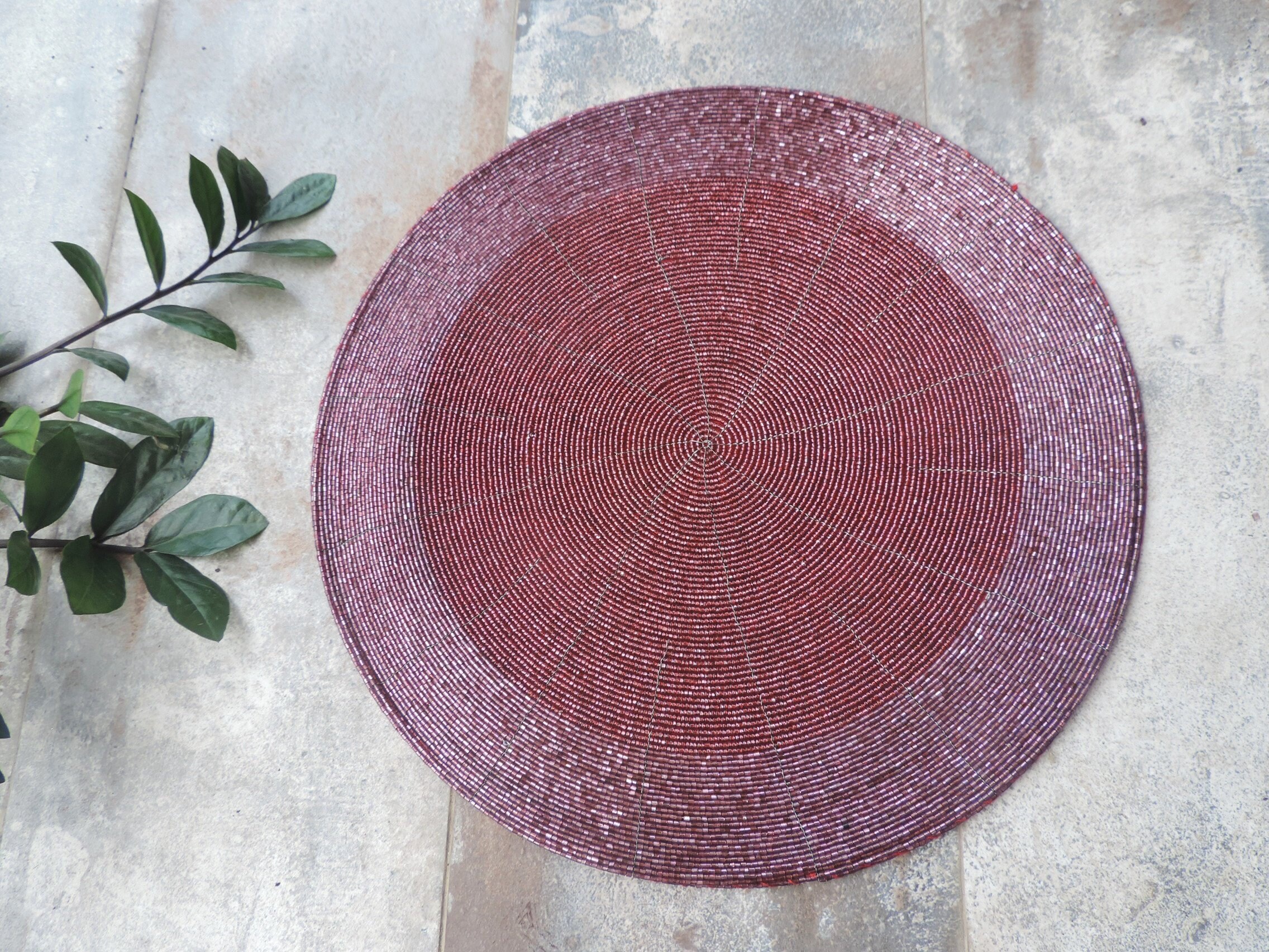 Glass Beaded Placemats Chargers TwoToned with Fabric Back / Etsy