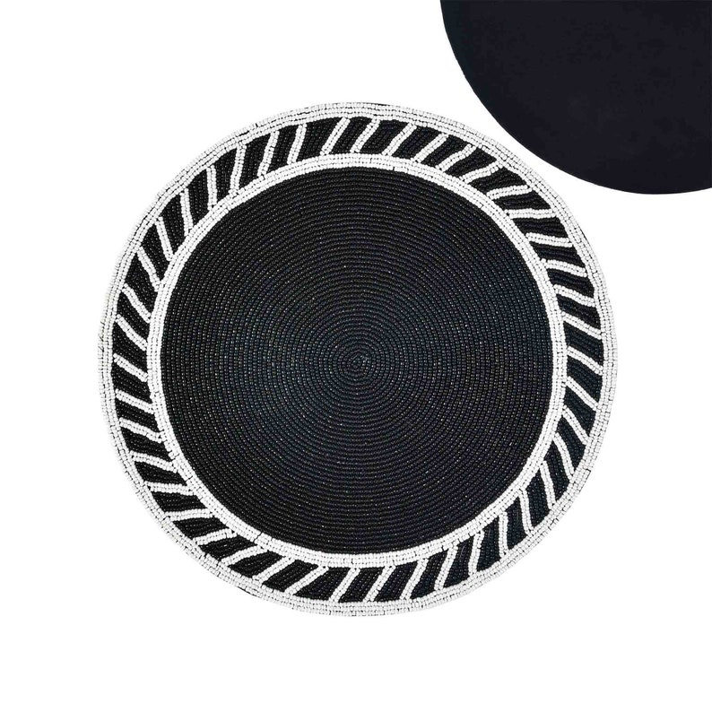 Bespoke Table Placemat Black & White Color Placemat Round Etsy