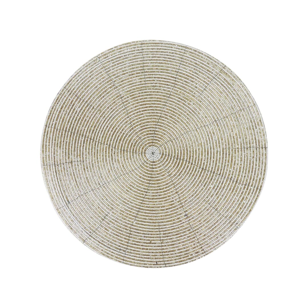 Glass Beaded Placemat, Color Gold Cream, Size 14 Round, Set of 4 Etsy