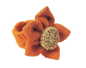 Handwoven Jute Napkin Rings - Orange Posy Design, Set of 4