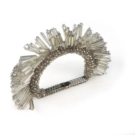 Fan Favorites Napkin Ring Glass Metal Bead Napkin Ring Silver