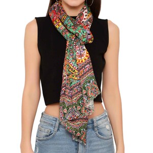 Handmade Pashmina Digital Print Stole Scarf Shawl Wrap in Green