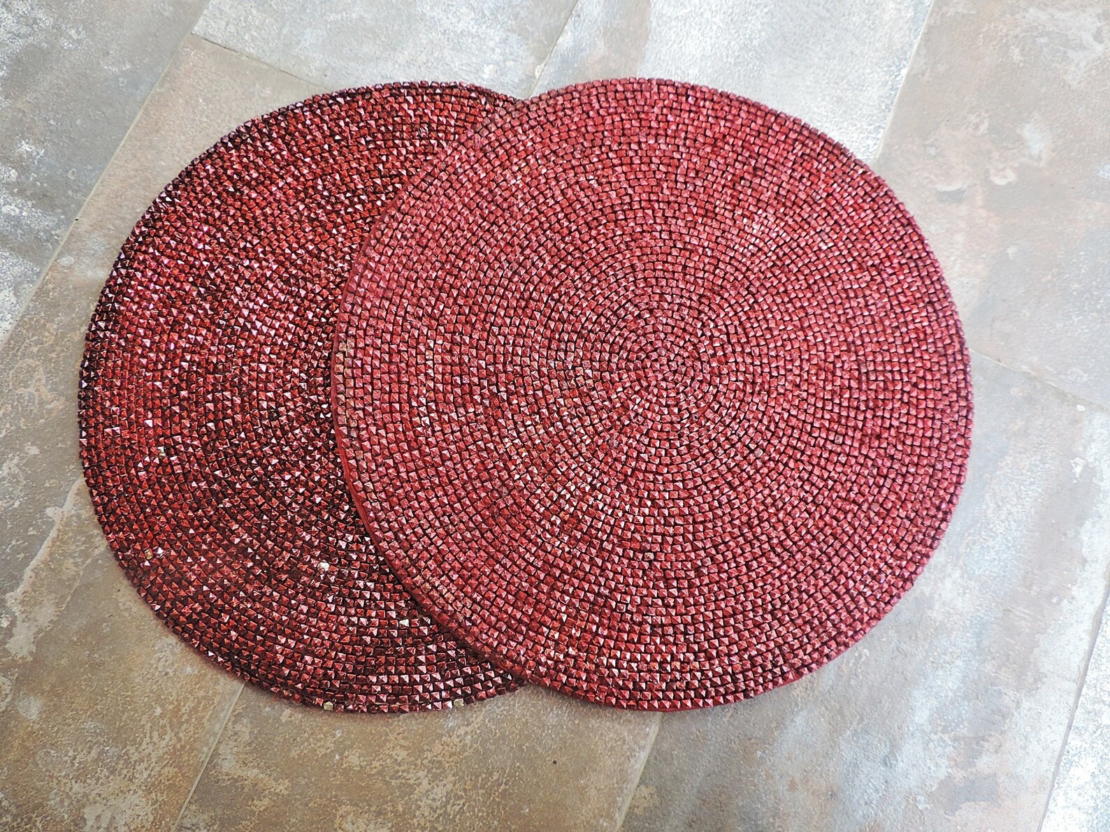 Glass Bead Embroidered Placemats Chargers / Set of 2 / 14in. Etsy