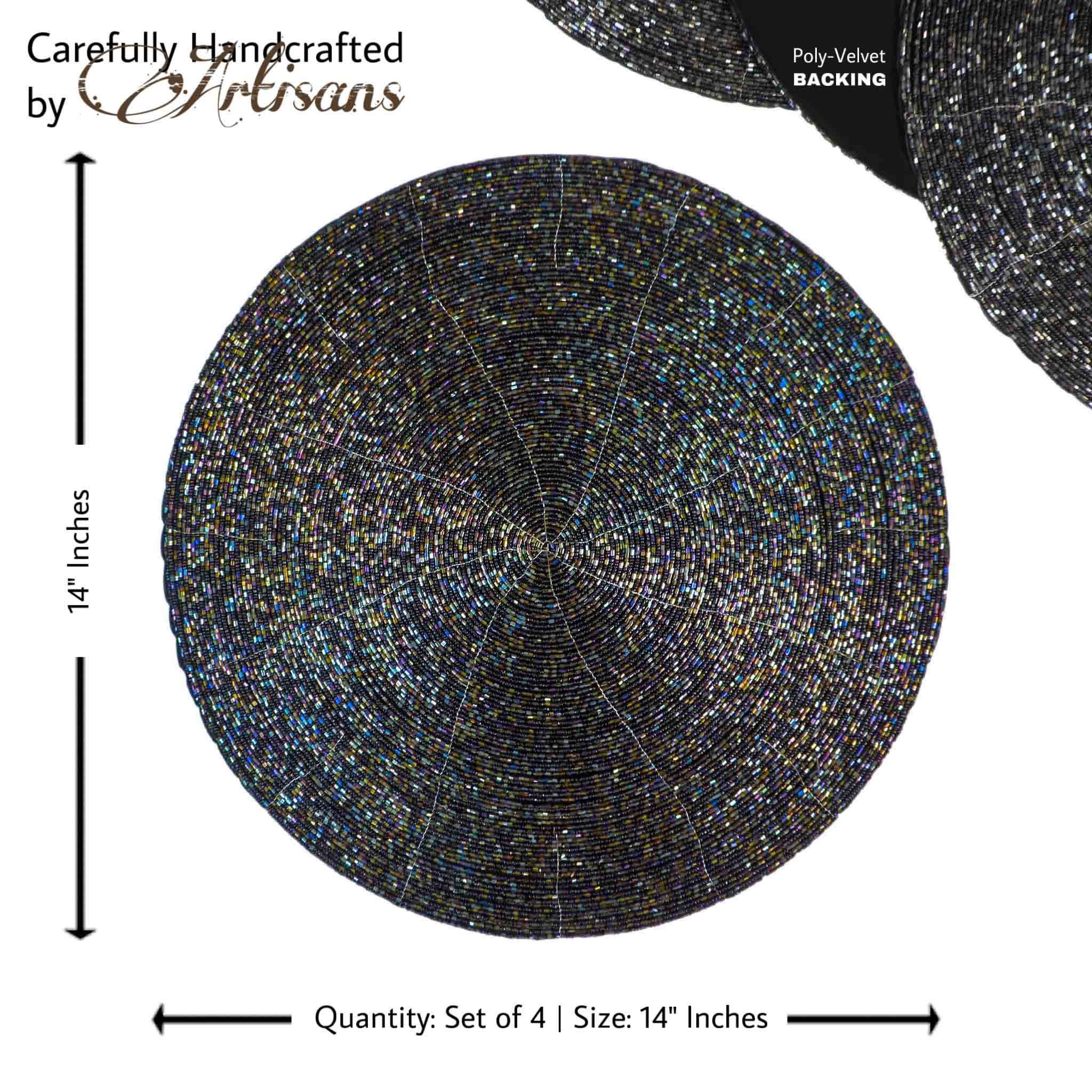 Black & Gold Placemat Round Table Placemats Glass Beaded Etsy New Zealand