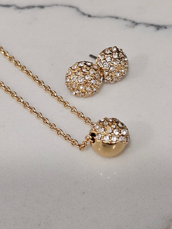 Kate Spade Golden Crystal Ball Necklace & Earrings