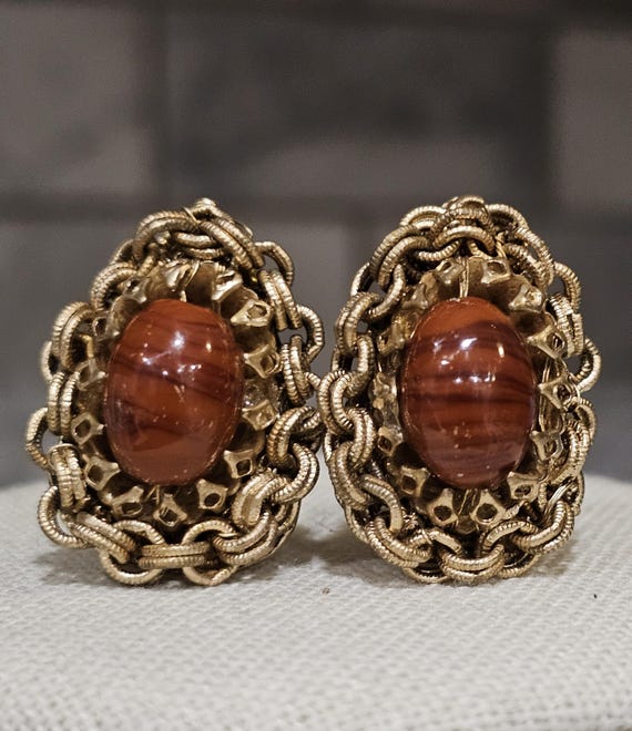 MIRIAM HASKELL Vintage Signed Chain & Agate Marbe… - image 4