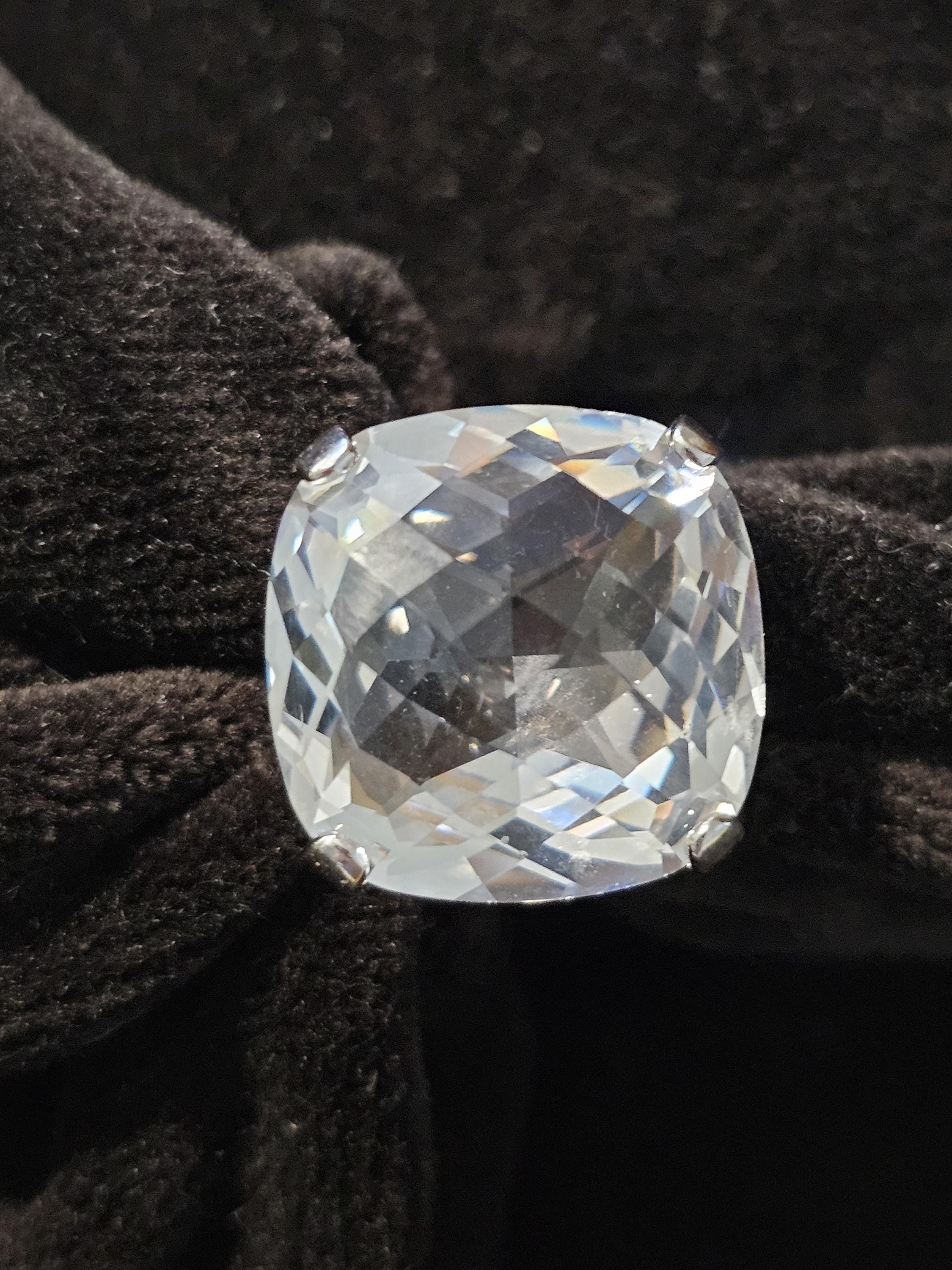 Swarovski Vintage Signed Large Faceted Crystal Ring