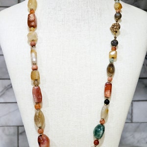 Miriam Haskell Vintage Hallmarked Genuine Semi Precious Gemstone 25 in. Necklace