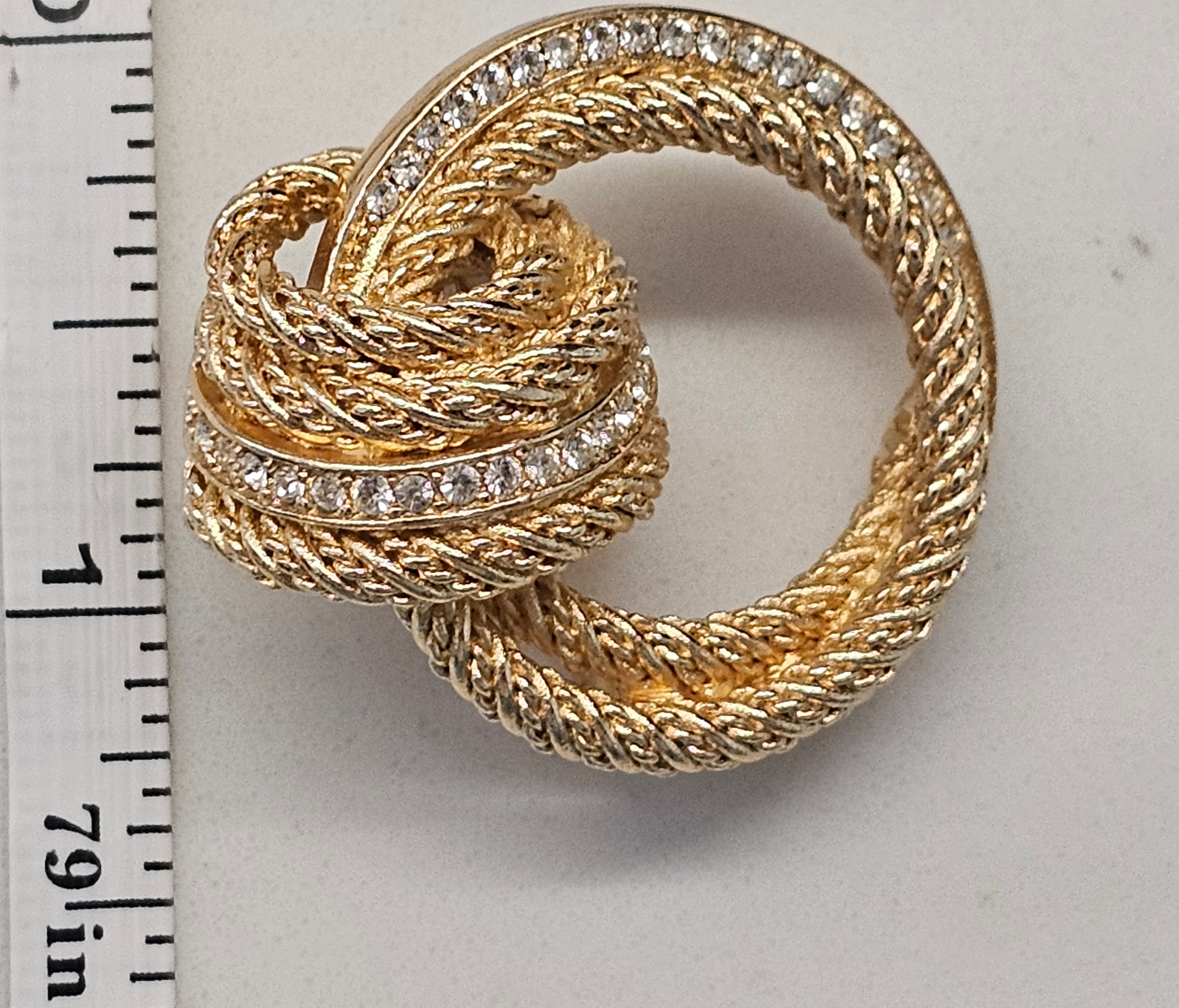 Christian Dior Vintage Gold Tone Twisted Rope Round Knot