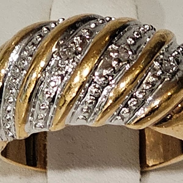 Remy Rotenier Remy Rotenier Bella Luce Vtg  Vermiel Gold Stainless Diamond Dome Band Ring