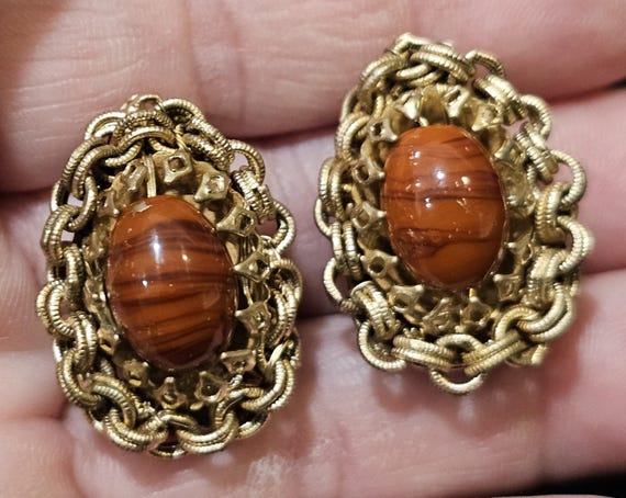 MIRIAM HASKELL Vintage Signed Chain & Agate Marbe… - image 2