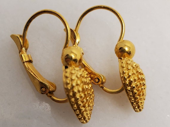 Vintage Golden Dot Heart Shaped Earrings * gold d… - image 6