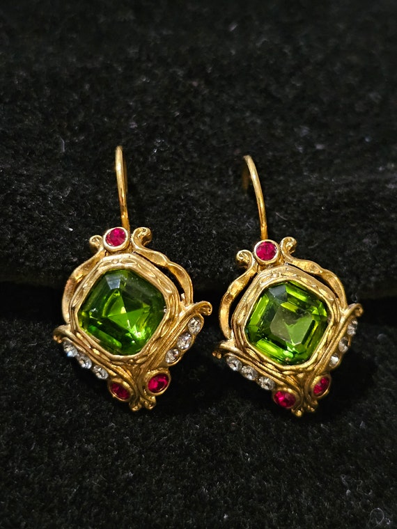 Joan Rivers Vintage Gold Dangle Earrings Adorned G