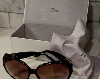 Vintage Christian Dior Acetate Dior Classic 1 Tortoise Shell Sunglasses with Box